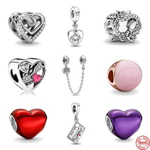 Ny populär 925 Sterling Silver Valentine's Day Wrap Heart Cassette för original Pandora Charm Armband Women Diy Jewelry Making