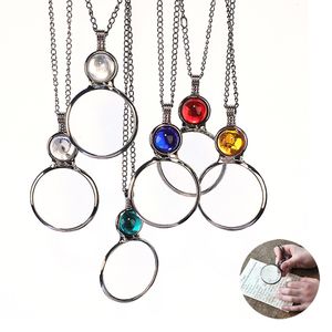 Mother's Day Gift Personalized Magnifying Glass Necklace Party Favor Gemstone Pendant Necklace Fashion Jewelry Accessories 8.5*4.5CM