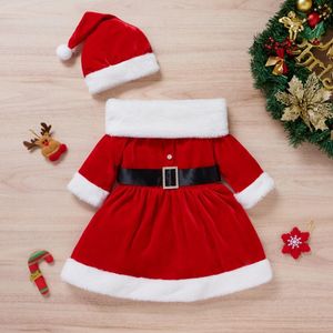 Vestidos de menina vestido de natal para crianças meninas meninas Papai Noel Roupa de inverno outono de manga longa Princess pur com cinto crianças presente de natal