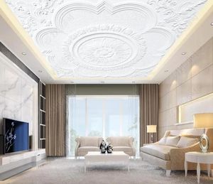 ヨーロッパのレリーフステレオスピック3D天井壁紙3Dフォト壁画リビングルームベッドルームステッカー用の壁紙papel de parede家の装飾天井