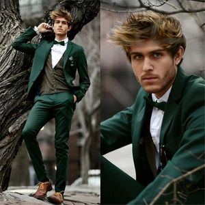 Abito da sposa verde scuro su misura per uomo 2 pezzi Giacca Pantaloni Moda Groomsman Dinner Party Smoking Party Suit