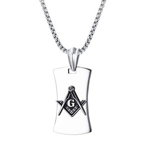 Hänge halsband Mens Masonic Mason Symbol Compass Dog Tag Halsband för manlig vintage mode rostfritt stål Colares smycken