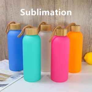 Wholesale 25oz Sublimation Glass Water Bottle Frosted Clear Colorful Glasses DIY Wine Glasses Heat Transfer Tumblers Beer Cups 6 Color Mugs A12