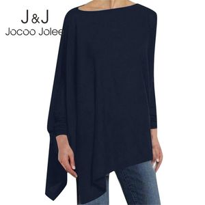 Jocoo Jolee Women Causal Long Sleeve Cotton Blouse Spring Loose Irregular Shirt Female Solid Sweatshirt Female Tops Pullover 210301