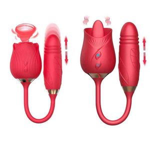 NXY Vibrators leksak suger 3 i 1 sex Clitoral Dildo Thrusting Sexiga Sexuella leksaker med 10 funktioner Högkvalitativ form Vaginal två Rose Vibrator 0411