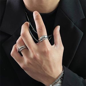 Podwójnie warstwowy nisza minimalistyczna pierścień zimny wiatr prosty i wszechstronny tytan stalowy ins moda biżuteria dar biżuterii