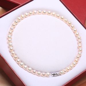 Ręcznie wiązany naszyjnik 8-9 mm biały różowy fioletowy naturalny naturalny biżuteria z perełką Pearl Pearl Choker 45 cm
