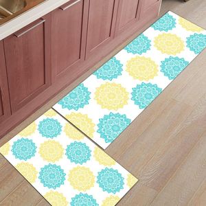 Carpets Mandala Pattern Yellow Texture Kitchen Mat Home Floor Bathroom Indoor Doormat Anti-Slip Carpet Rug LongCarpets