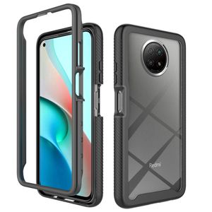 2 in 1 Hybrid Rugged Shockproof Armor Cases for Xiaomi Redmi Note 9T Soft TPU Transparent Acrylic Frame Hard Back Cover Deep