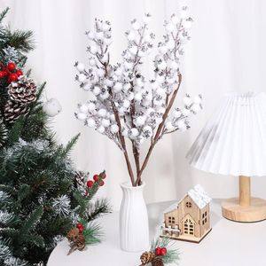 Decorative Flowers & Wreaths 1PC Christmas Berry Branches Artificial White Berries Stems For Arrangements And Home DIY Crafts Snow Tree Deco