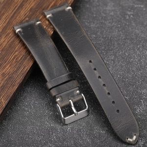 Assista Bandas, banda de couro de couro feita à mão 18 19 20 21 22mm cinza adequado para pulseira italiana antiga pulseira ultrafina
