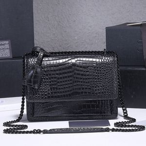 Solid Alligator Bag Chain Cross Body Pure Shoulder Bags Hand Wallet ThreeDimensional Outter Moneybag Interiör Slot Pocket