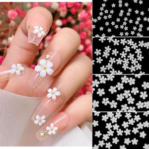 Nail Art Decorations Bag White Acrylic Flower 3D Charms Mixed Size Nails Rhinestones Gold Silver Gem Manicure Decoration AccessoriesNail