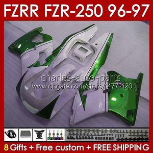 Fairings For YAMAHA FZRR FZR 250R 250RR FZR 250 R RR FZR250R 1996 1997 Body 144No.79 FZR-250 FZR250 R RR 96 97 FZR250RR FZR250-R FZR-250R 96-97 Bodywork Kit green stock blk