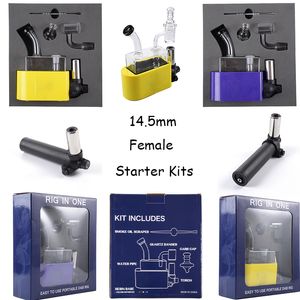 14mm Female Joint Hookahs Water Glass Bongs Smoking Accessories Dab Oil Rigs Starter Kits Come With Banger Caps Dab Tool Torch WP2235