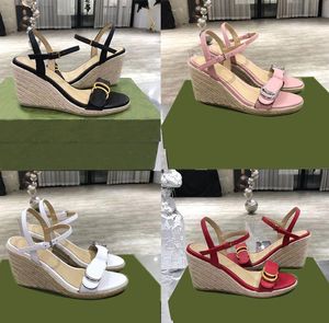 디자이너 샌들 직조 하이힐 여성 샌들 웨지 대마 밧줄 플랫폼 두꺼운 바닥 라이트 브레이드 샌들 휴가 늘인 슬리퍼 캐주얼 신발 상자
