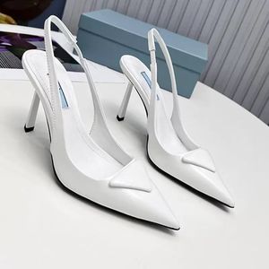 Fashion Brand Woman Dress Shoes Genuine Leather High Heel Lady Pumps Sandal Pointed Toe Sandal Slide Slingbacks Sexy Summer Sandals Versatile Party Wedding