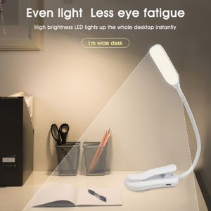 Mini 7 LED Reading Light Rechargeable 3-Level Warm Cool White Flexible Easy Clip Lamp Read Night Reading Lamp in Bed