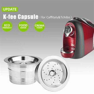 Máquina de café compatível MiniPresse Cafeteira cápsula reutilizável Filtro de aço inoxidável K/Caffitaly Tchibo Filtro 210326