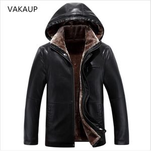 Mens Jacket Middle Aged Mens Sheep Leather Coats Fur Collar Mens Fur Long Plush Thick Overcoat Winter Jacket Men Keep Warm Coat 201126