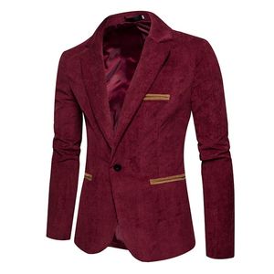 Ternos masculinos Blazers Moda Casual Men Blazer Corduroy Patchwork