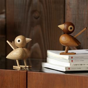 Danmark Nordic Style Wood Sparrow Bird Ornaments American Puppet Wood Play Room Study Desktop Tillbehör 201212