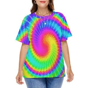 Hemd Damen Plus Size Hippie Retro 70er Jahre Tie Dye Elegant S Kurze Ärmel Basic Tees Frauen Sommer Drucken Tops 7XL 8XLWomen's WomenWome