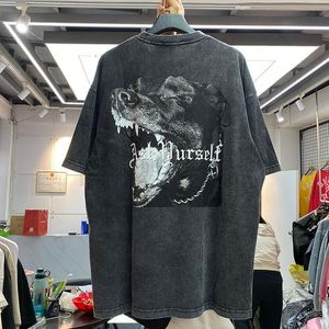 Męskie koszulki Askyursel Big Dog Head Sanskrit Drukuj krótki rękaw w trudnej sytuacji Vintage Los Angeles Tee na letnią streetwear plus size 6086