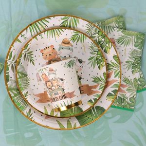 Party Decoration Jungle Forest Animal Tableware Decor Wild One Birthday Boy Girl Baby Shower Kids 1st Supplies