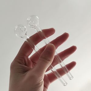 Glasolja brännare rör rökrör med tobakskål Hosah klara små mini kulvattenhand glasrör 4,7 tum/120 mm pyrex nagel brinnande transparenta tillbehör