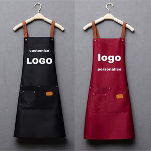 Фартук моды на заказ Unisex Work Arpron для мужчин Canvasblack Bib Регулируемый кухонный фартук для женщин с сумкой для инструментов 220608