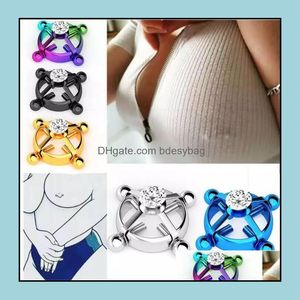 Navel Bell Button Rings Body Jewelry Zircon Titanium Steel Gaby Adjustable Screw Fake Nipple Ring Non Piercing For Women Faux Round Adt Ga