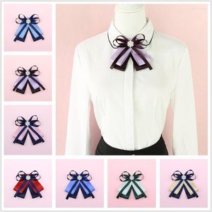 Pins Brooches Rhinestone Ribbon Bow Tie Brooch Pin Fashion Bowknot Necktie Shirt Collar Luxulry Jewelry Gifts For Women Accessories Marc22