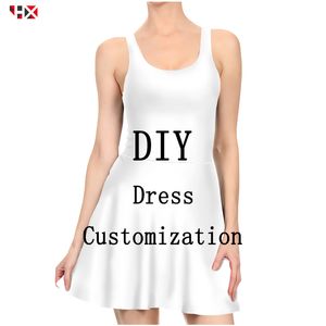 Sexy Dress Women 3D Print DIY Personalized Design Pleated Own Image P o Star Singer Anime Ladies Casual es X521 220706