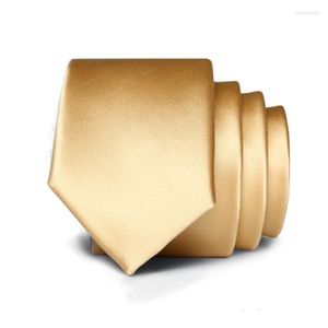 Bow Ties Lüks ipek erkek markası katı altın kravat erkekler için yüksek kaliteli 7cm genişliğinde iş kravat Kore moda kravat hediye boxbow Emel22