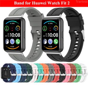 For Huawei Watch FIT 2 Strap Silicone Band smart Wrist watchband metal Buckle sport Replacement bracelet Fit2 Accessories