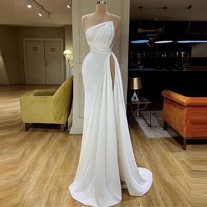 White Simple evening dresses long elegant modest mermaid sexy formal party dresses vestido de fiesta 2022