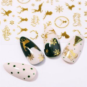 Christmas Series 3D Nail Sticker Colorful Gold Snow Deer Design Transfer Stickers Slider Decal DIY Nail Art Decoration3399