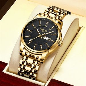 Nibosi Gold Watch for Men Warterproof Sports Mens Watch Top Brand Clock Clock Process Business Quartz Wristwatch Relogio Maschulino 220517