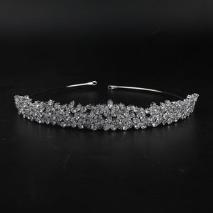 Sparkly Crystals Silver Cubic Zirconia Crowns Wedding Headpieces For Brides Rhinestones HeadBond Tiaras Women Hair Accessories Brudhuvudbonband CL0700