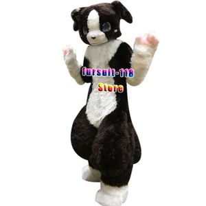 Fursuit långhårig husky hund räv varg maskot kostym päls tecknad tecken docka halloween fest tecknad set sko # 263