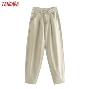 Tangada Fashion Women Goore Mom Jeans Lond Breaters Mobicets Zipper Volous Streetwear Pants 4M58