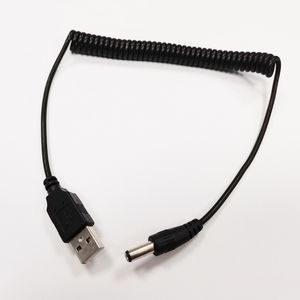 الكابلات، DC المستقيم 5.5x2.5mm الذكور إلى USB 2.0 A الذكور المكونات الربيع ملفوف تمديد الطاقة كابل / 10PCS