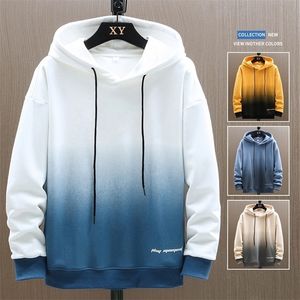 Män hoodies sweatshirts höst mens casual harajuku hooded pullover hip hop trend manlig gradient färg toppar 220406