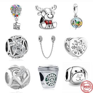 925 Silver Charm Beads Dangle Summer New coffee cup colorful ballon diy Bead Fit Pandora Charms Bracelet DIY Jewelry Accessories