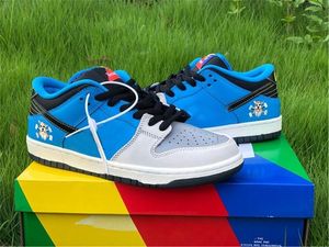 2022 Autentiska Instant Skateboards X Low Dog Sports Shoes Mäns Kvinnor Blue Black White Silver 3M Reflective Japan Sneakers With Box