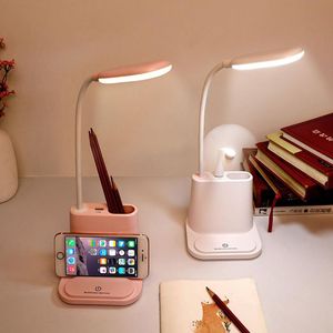 Bordslampor Touch Dimning Desk Lamp USB uppladdningsbar 2 Färg LED -läsning för barn Barn Studie Bedside Bedroomtable