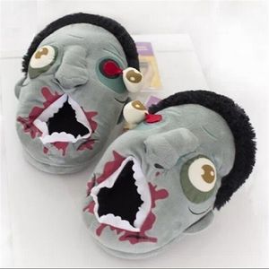 Regalo di Natale Pantofole zombie di peluche di Halloween Pantofole calde di zombie famelici Regalo di scarpe divertenti per la casa di Halloween 201023