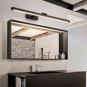 浴室の壁ランプLEDブラック 白 クロムアルミニウムミラー壁照明バニティランプ屋内調節可能な角度壁ランプH220420