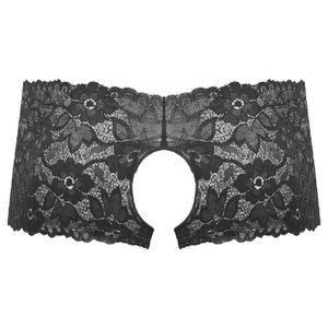 Underpants Mężczyźni plus size krocze bez krocze erotyczne seksowne bielizny gejowskie bieliznę nocną pustą kwiecistą koronką Low talię Underpantsund